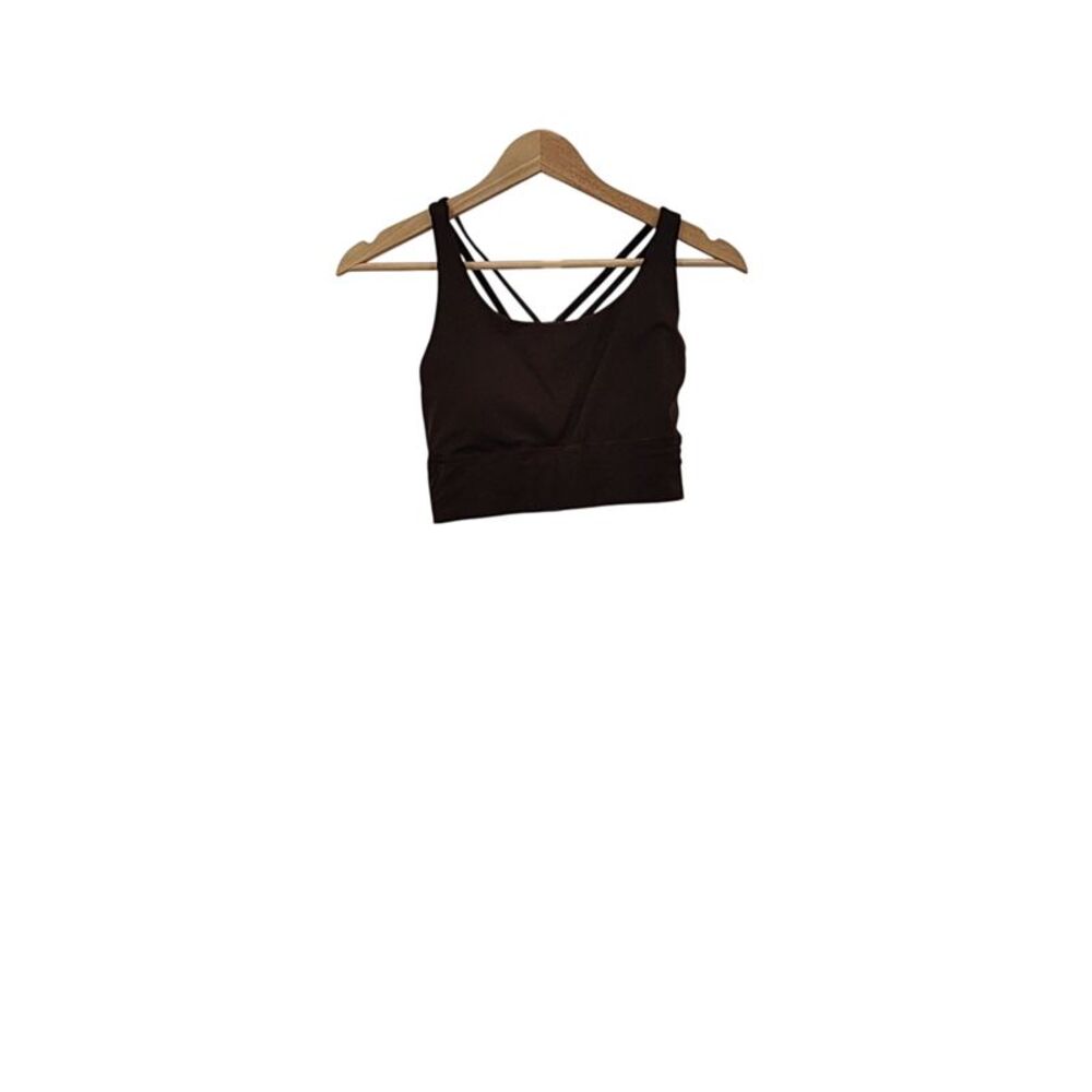 Quince Women Ultra-Form V Neck Cropped Tank Brown Sleeved Top M